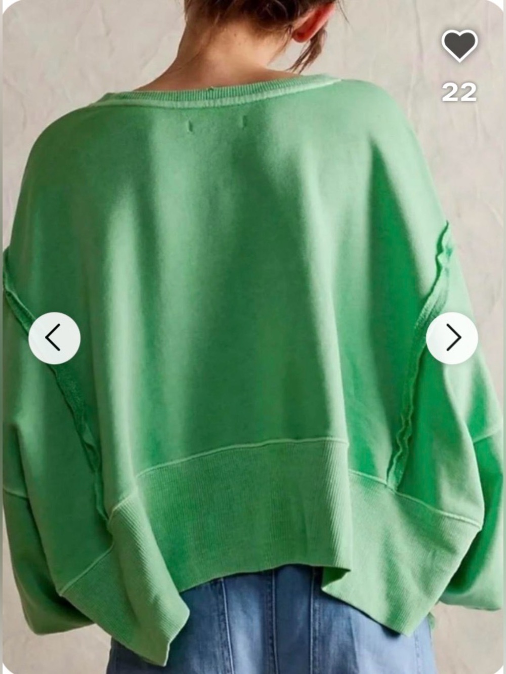 We the Free by Free People Cropped Camden Sweatshirt ~ Green - Picture 3 of 10
